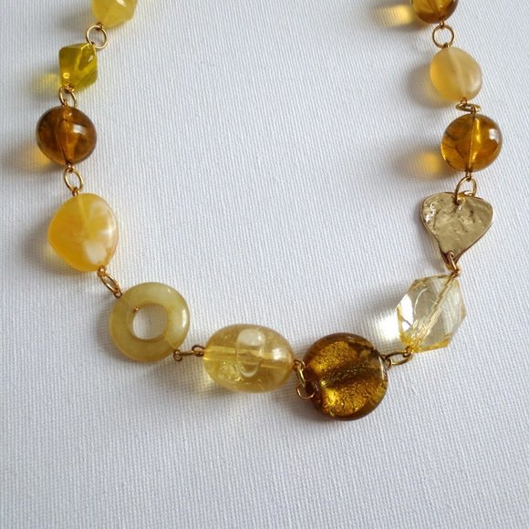 Yellow Gold Leaf Choker Length Statement Necklace - Picture 2 of 4